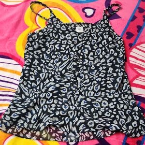 CAbi Black and White Leopard Print Blouse